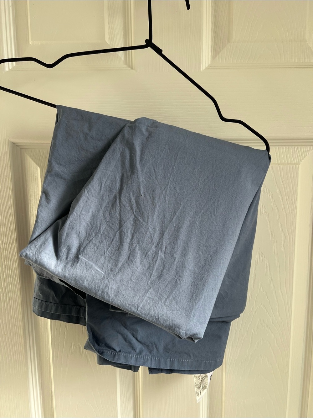 Bedding queen size flat sheet only. PC organics blue-grey like new. 100% cotton